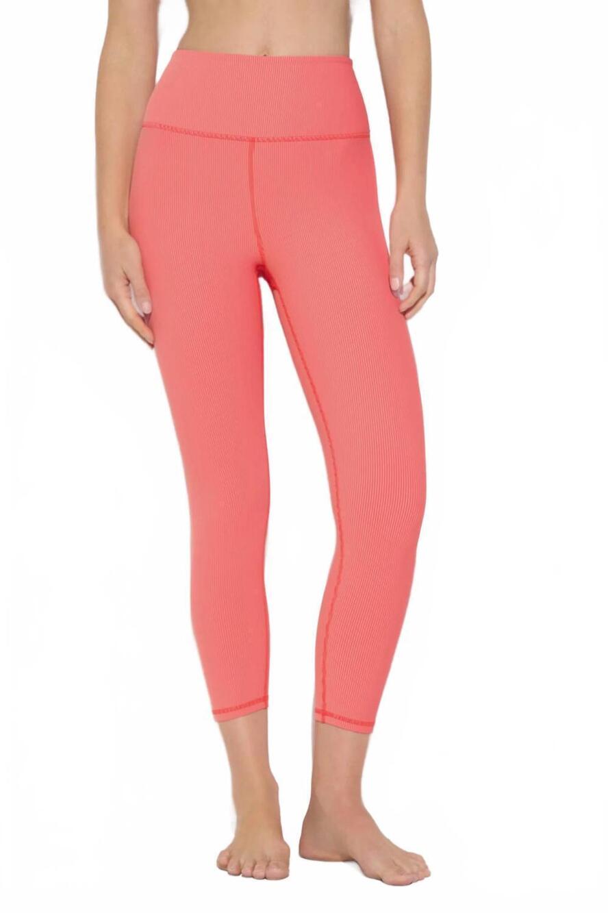 NEW SPIRITUAL GANGSTER auralight rib crop legging in sunset red
